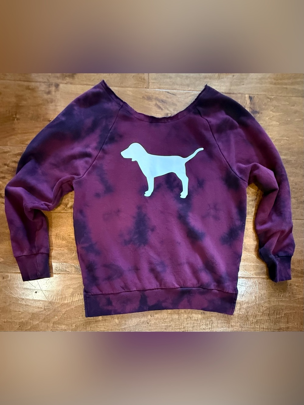 PINK Victoria’s Secret Burgundy Tie Dye Off Shoulder Sweatshirt XS